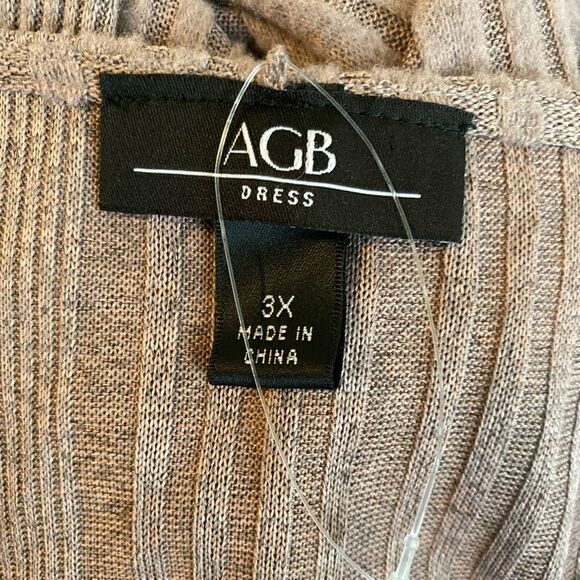 AGB Mauve scoop neck Rib Knit 3/4 sleeves Shift dress, size 3X - Picture 4 of 4